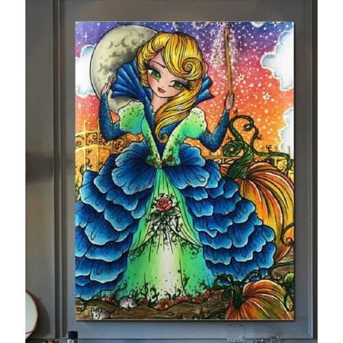 Halloween pumpkin girl diamond Painting full square round mosaic diamond art 3d cross Stitch 5d picture cartoon angel fairy