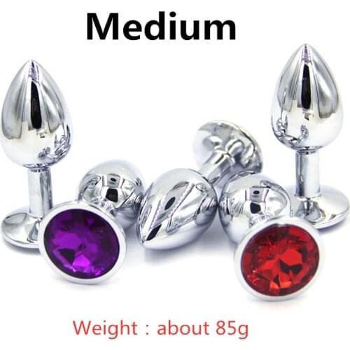 Medium Colorful Stainless Steel Butt Plug Anal Beads Crystal Jewelry Stimulator Sex Toys Dildo Anal Plug Gay Products