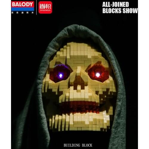 Balody 1922pcs+ Skull Building Blocks Skeleton Head Micro 3D Model Halloween Diamond Bricks Toys For Children Gift