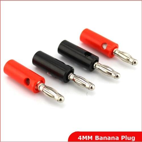 Free Shipping 20pcs New 4mm Banana Plug Connector Jack Screw-type Banana Head Black and Red Color