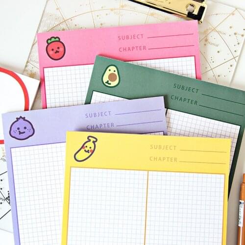 SIXONE 30 Sheets Ins Cartoon cute Avocado Strawberry Grid Memo Pad Student Kawaii Plan Note Paper Diary Hand Account Stationery