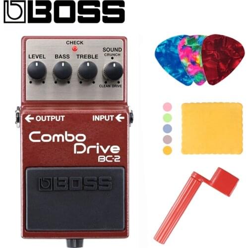 Boss BC-2 Combo Drive Pedal Bundle with Picks, Polishing Cloth and Strings Winder