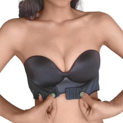 Sexy Front Closure Push Up Bra Women Invisible Bras Underwear Lingerie for Female Brassiere Strapless Seamless Bralette ABC Cup
