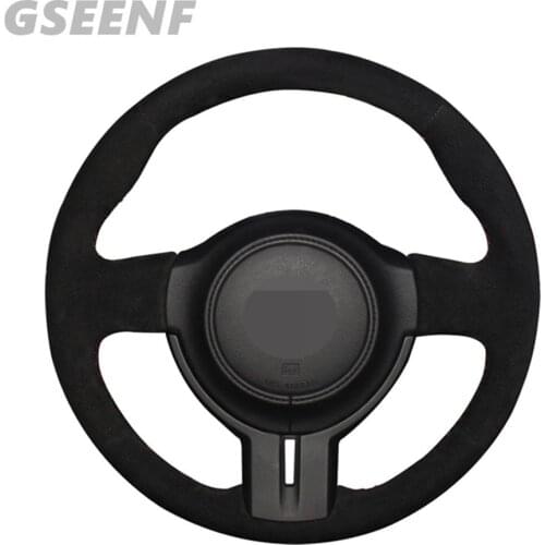 Car Steering Wheel Cover For Toyota Subaru BRZ 2012-2015 86 2012-2015 Scion FRS Black Hand-stitched Comfortable Suede