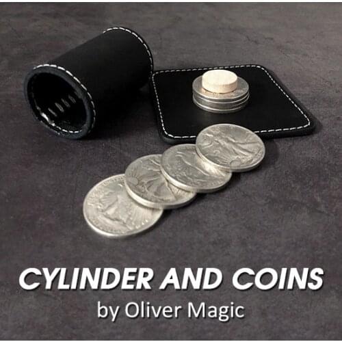 Cylinder and Coins Magic Tricks Gimmick Props Walking Liberty Half Dollar Magia Magician Close Up Illusions Mentalism Fun Easy