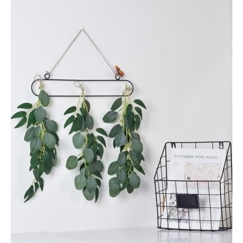 Plant Wreath Ornamental Artificial Plant Decor Butterfly Pattern Rectangular Wall Hanging Garland Eucalyptus leaf room pendant