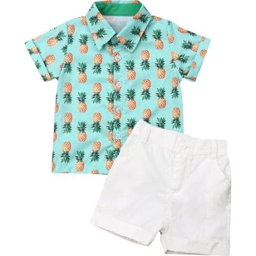 1-6Y Toddler Baby Kid Boys Clothes Set Pineapple Print Shirts Tops + Shorts Outfits Summer Boys Costumes Clothing