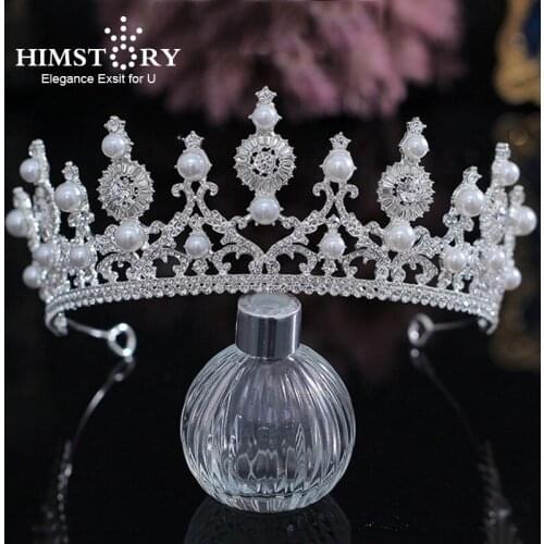 Himstory Luxury Wedding Crowns Baroque Queen Crown Bridal Tiara Headwear Pageant Headpiece Bride Hair Jewelry for Girls