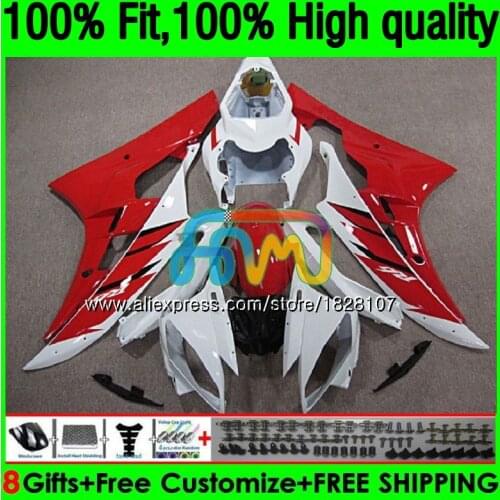 Injection For YAMAHA YZF R 6 YZF 600 YZF-600 YZFR6 06 07 53BS.14 YZF R6 06-07 600CC YZF600 YZF-R6 Red white 2006 2007 Fairing