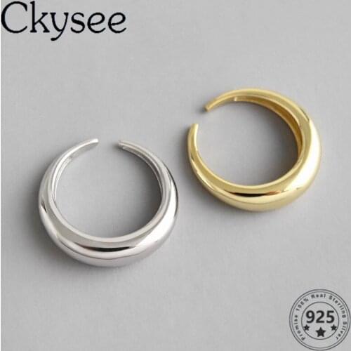 Ckysee 925 Sterling Silver Rings High Quality Glossy Curved Surface Rings For Women Original Fine Jewelry Charms Silver 925 Jewe