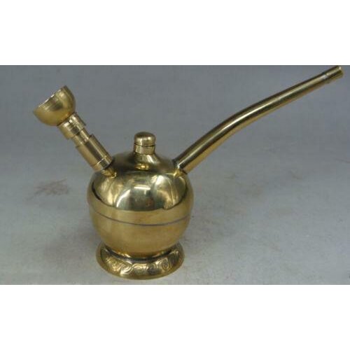 Collectable Chinese Pure Brass Carved Water smoking tool / pipe Exquisite Small Pendant Statues