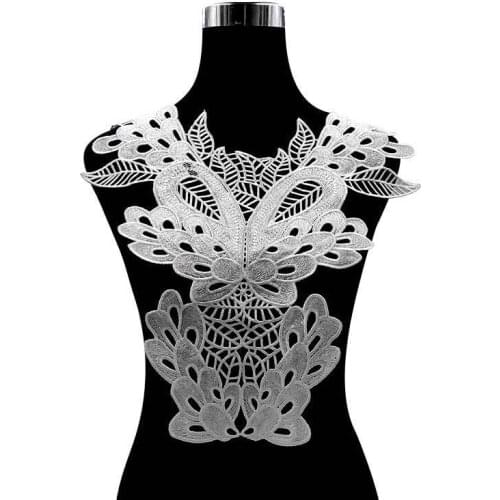 High Quality White Black Venise Embroidery Laces Collar Trim Neckline Applique Dress Guipure Sewing Corsage Patches Wedding 2019