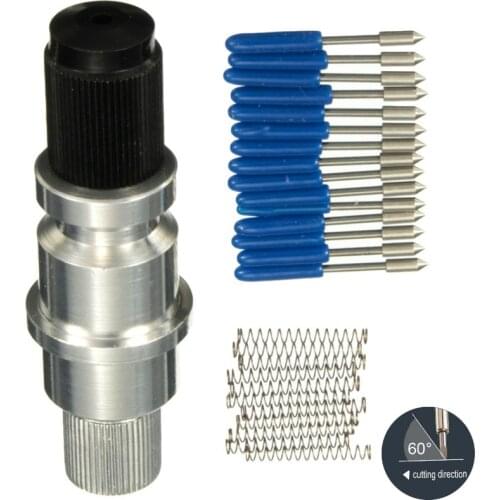 KZTech Cutting Blade Holder for High Hardness Graphtec CB09 Silhouette Cameo Holder+15Pcs Blades Vinyl Cutter Plotter 60 Degree