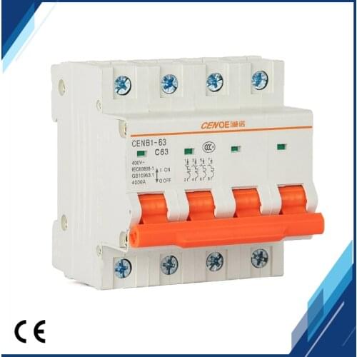 Best CE approval Main switch function mini DZ47 circuit breaker 4P household breaker MCB 415VAC 16A 20A 25A 32A 40A 50A 63A