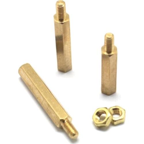 M3 copper pillar Single head hex screw M3*20 Six angle isolation column Screws cap 50pcs