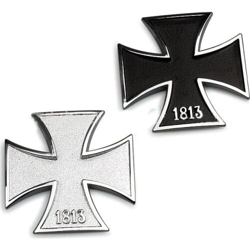 1pcs 3D Metal car Sticker Maltese Cross 1813 Emblem Car Auto Motorcycle Badge Trunk Decal Sticker