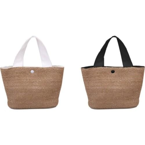 N7MF Fashionable Straw Woven Womens Casual Shoulder Bag Large Capacity Travel Shopping Tote Bag for Ladies