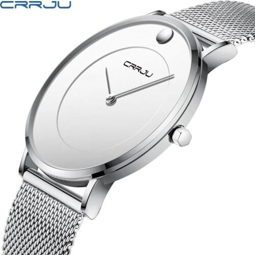 CRRJU Ultra thin Watches for men Waterproof Quartz watch Stainless steel wristwatch with clock Relogios Masculino