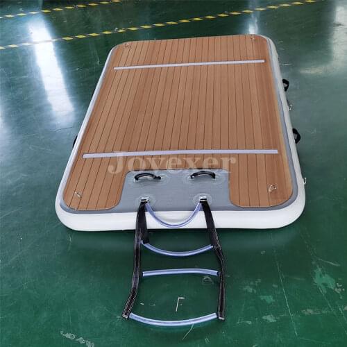 Drop Stitch PVC Teak Foam Inflatable Swim Platform Floating Dock With Ladder