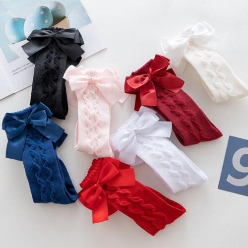 Ma&Baby 6-4Y Newborn Infant Baby Kid Girls Socks Knitted Bow Princess Girls Christmas Red Socks Floor Hosiery D509