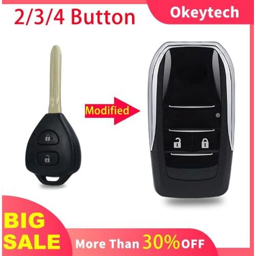 OkeyTech 2/3/4 Buttons Modified Filp Remote Key Shell Fob For Toyota Camry 40 Corolla Scion RAV4 Avlon Reiz 4Runner Avlo TOY43