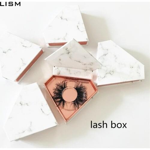 Wholesale Marble triangle false eyelashes packaging box fake 3d mink lashes boxes faux cils strip diamond magnetic case empty