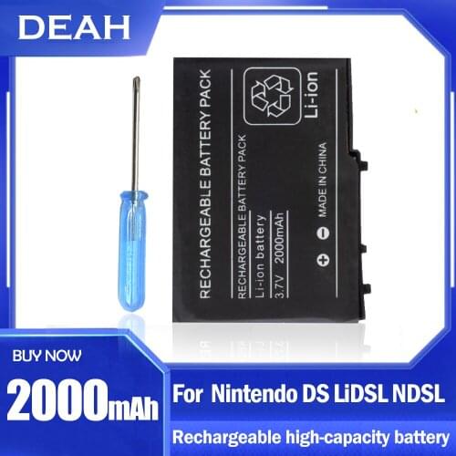 3.7V 2000mAh Rechargeable Lithium Battery For Nintendo NDSL DSL NDS Lite With Tool Pack Kit Screwdriver Replacement Battery