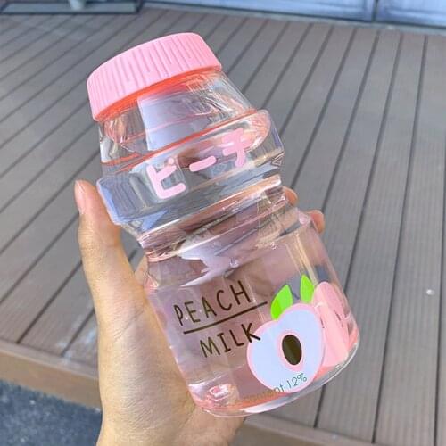 480ml Plastic Water Bottle Tour Drinking Bottle Yakult Shape Cute Kawaii Milk Carton Shaker Bottle For Kids/Girl/Adult Bottles