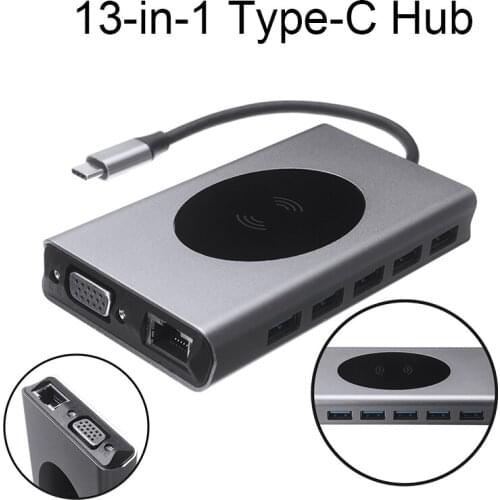 Portable Multi-functional Laptop Docking Station Expansion Adapter Universal Netebook 13-in-1 Type-C to PD VGA Hub