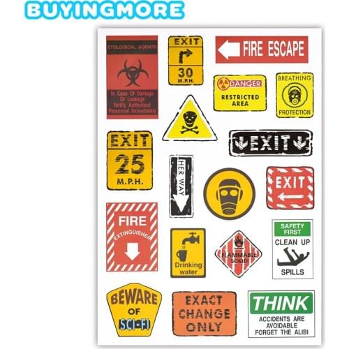 1 PCS Warning Signs Matte Sticker Danger Reminder Escape Indication Bar Restaurant Retro Stickers to DIY Guitar Skateboard Car