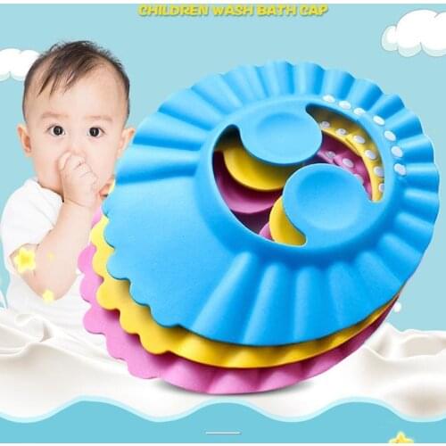 Adjustable Baby Swim Cap Bath Shampoo Eye Protection Head Shower Water Cover Baby Care Wash Hair Shower Cap For 0-6 Years Kids