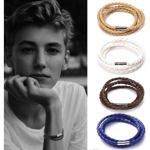 Rinhoo 2021 New Popular 5 Laps Leather Bracelet Jewelry for Men Charm Vintage Black Punk Bracelet & Bangle Free Shipping