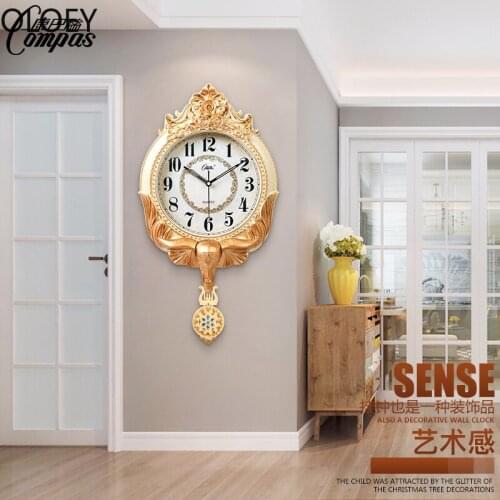 Luxury Large Wall Clock Gold Vintage Living Room Shabby Chic Quartz Clock Watch Mechanism Silent Bedroom Japenese Clocks Cuckoo