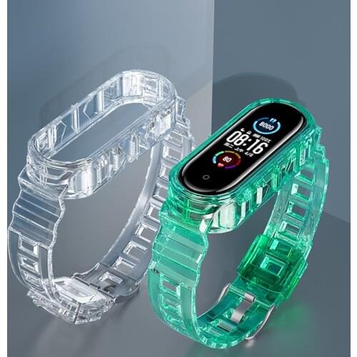 Silicone Transparent color Strap Bracelet For Xiaomi Mi Band 5 4 3 Strap M3 M4 M5 WristStrap For MiBand 5 3 4 Wriststrap