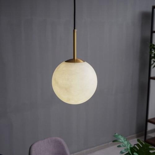Nordic LED Marble Pendant Lights Apartment Bedroom Bedside Contracted Circular Single Head Modern Indoor Decorative Luminaire