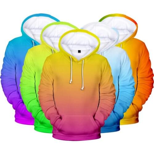 3D Hoodies Men Women Sweatshirts Custom Colourful Gradient Hooded Mens Solid Color Hooded Boy/Girls Polluver Winter Cap Coats