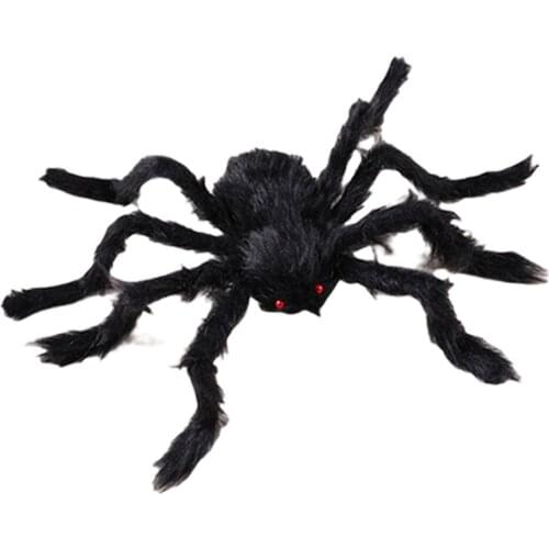 Multi Size Black Spider Halloween Decoration Artificial Plush Scary Spiders Haunted House Decorative Props Garden Outdoor Decor