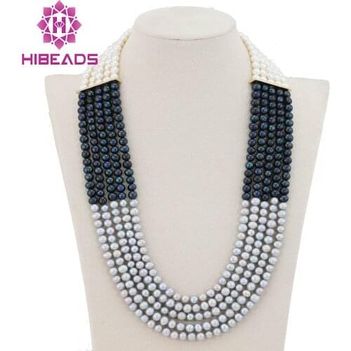 Splendid 5 Rows Fashion Pearl Necklace African Wedding Pearl Necklace Jewelry 2017 New Design Free Shipping FP130