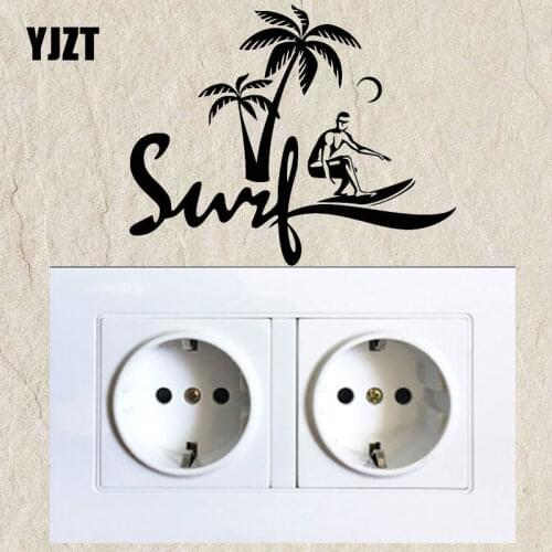 YJZT Surfer Surfing Surfboard Palm Logo Water Sports Vinyl Decor Wall Stickers Switch Decals 8SS2215