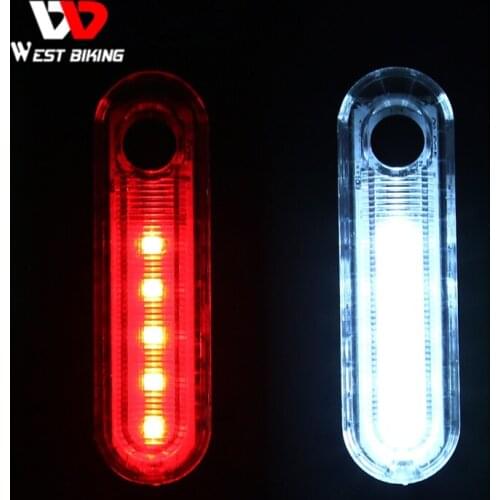 WEST BIKING Bicycle LED Rear Tail Warning Light USB Rechargeable Waterproof Lights Cycle Bike Taillight Safety Lamp With Bracket