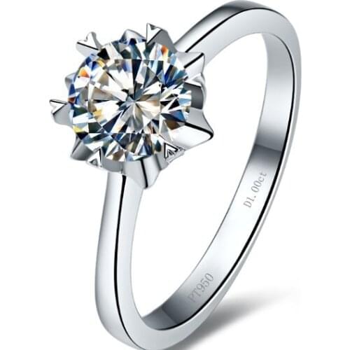 Dossy Jewelry 0.5Ct Blossom Diamond Engagement Wedding Bridal Ring for Women Platinum 950 Luxury Ring