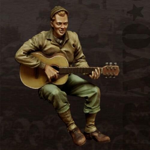 1/35 U.S. G.I. with Guitar WW2, Resin Model Soldier GK, Military theme, Unassembled and unpainted kit