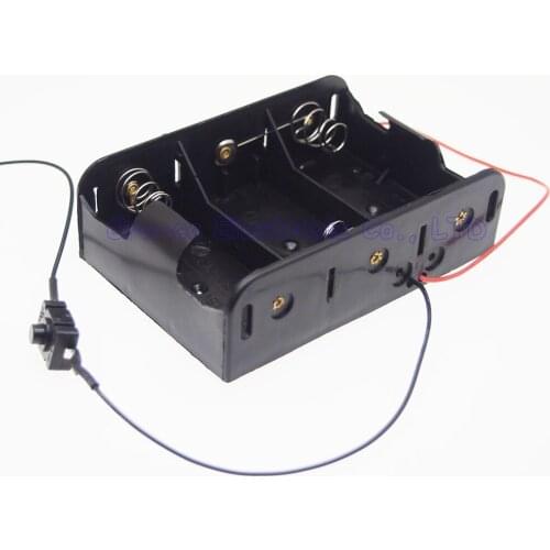 2pcs/lot 3 Pack D Size Battery Case Holder 3 x 1.5V Battery Storage Box with switch