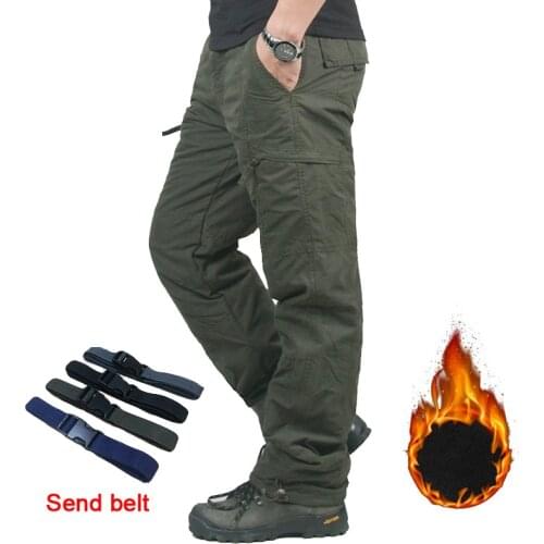 2020 Brand Winter Double Layer Mens Cargo Pants Warm Baggy Pants Cotton Trousers For Men Male Military Camouflage Tactical