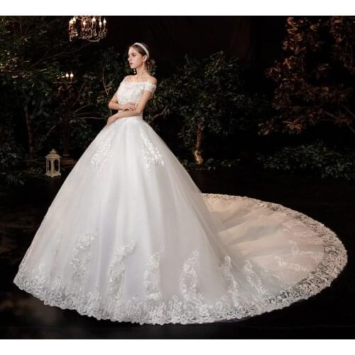 2021 Lace Boat Neck Ball Gown Wedding Dresses Sweetheart Simple Princess Illusion Applique Bridal Gowns Casamento