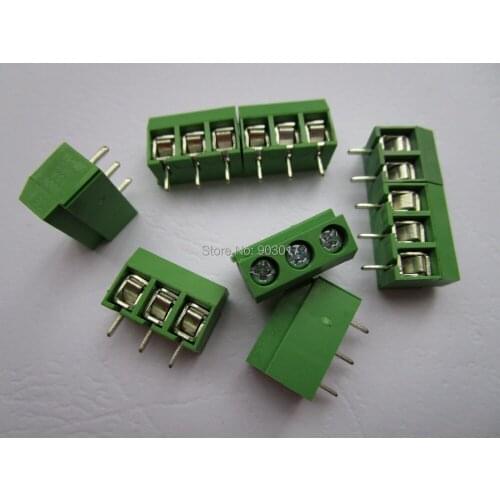 400 Pcs 3pin/way 5.0mm Screw Terminal Block Connector Green Color DC126V