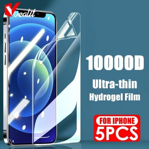 5pcs screen protector on the hydrogel film for iphone 12 mini 11 xs max 8 7 6s plus screen protective iphone 12 11 pro max xr x