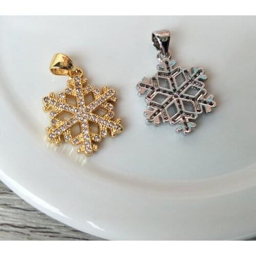 5Pcs Tiny CZ crystal snowflake shaped Charm,CZ zircon Stone Micro pave Pendant,Jewelry Finding DIY necklace making P668