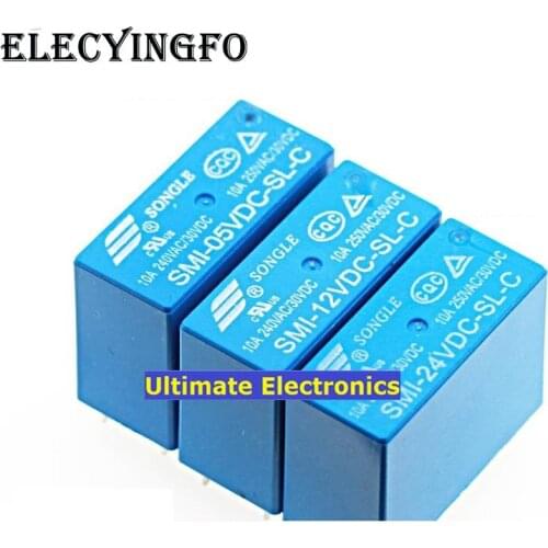 5pcs SMI-05VDC-SL-C SMI-12VDC-SL-C SMI-24VDC-SL-C 5feet 5V 12V 24V 10A Relays
