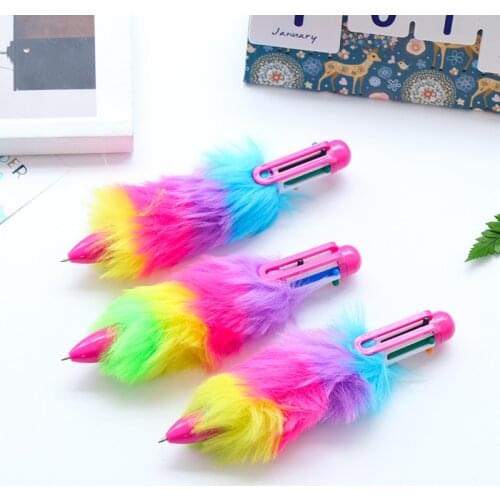 6 Color Pen Stationery cute Feather Ballpoint Pen School Supplies Kawaii Office Accessories Pens For Writing Stationery